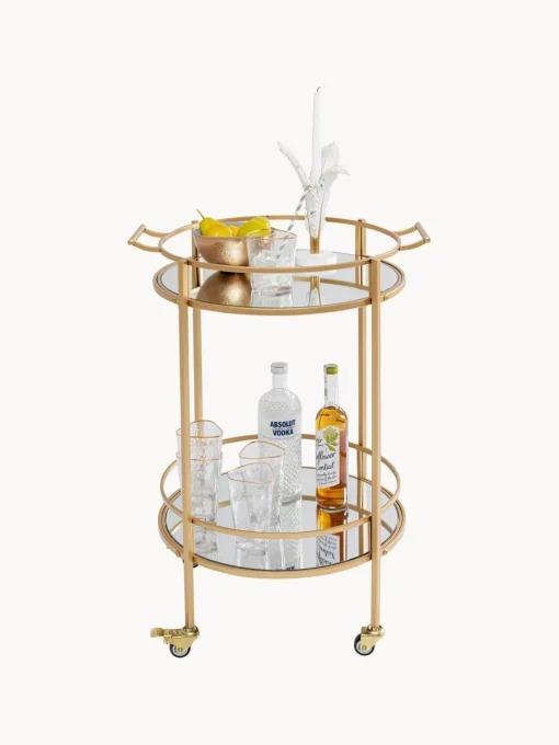 Kare Design Camarera redonda Emilia, estantes de vidrio espejado