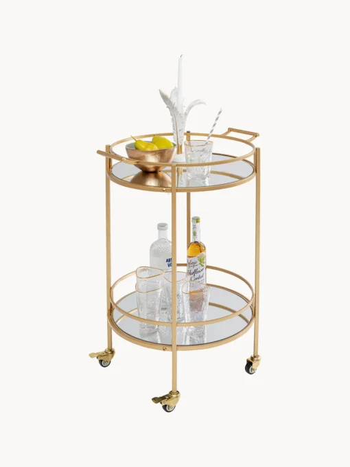 Kare Design Camarera redonda Emilia, estantes de vidrio espejado