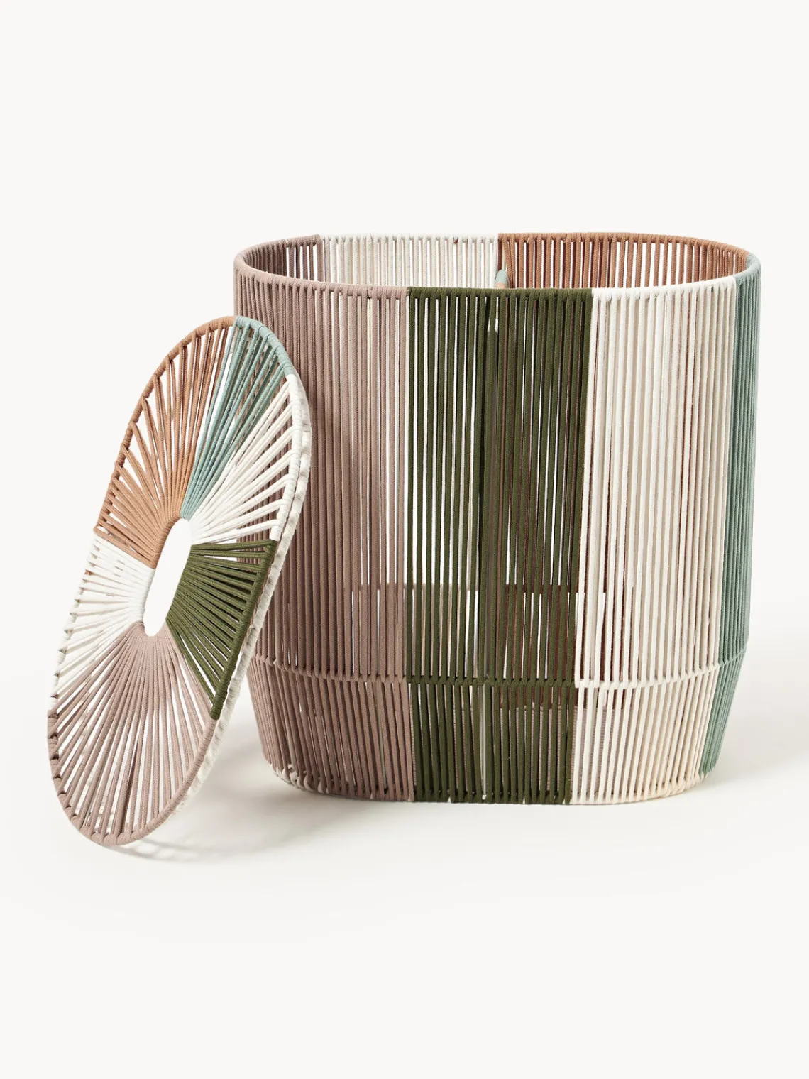 Westwing Collection Cesta de ropa doble artesanal de cuerda Gabe