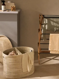 Westwing Collection Cesta de ropa doble de junco marino con tapa Aleya^ Cestos De La Ropa|Jarrones