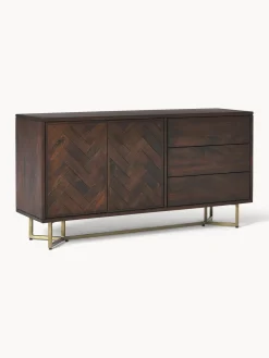 Westwing Collection Chiffonnier de madera maciza de mango con diseño espiga Luca
