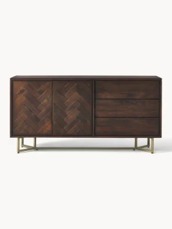 Westwing Collection Chiffonnier de madera maciza de mango con diseño espiga Luca