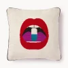 Jonathan Adler Cojín decorativo artesanal de lana con motivo de labios Full Dose^ Cojines Decorativos|Mantas