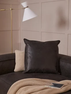 Westwing Collection Cojín grande de cuero reciclado sofá Lennon, 60 x 60 cm