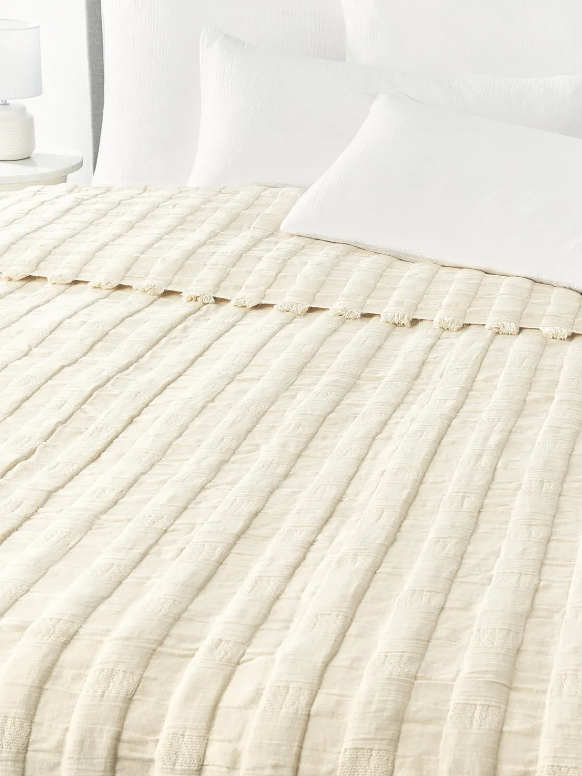 Westwing Collection Colcha de muselina con flecos Bethany