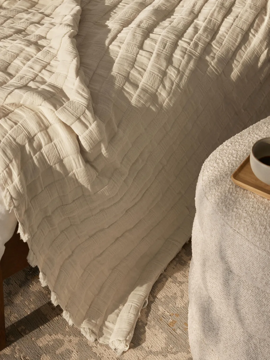 Westwing Collection Colcha de muselina con flecos Bethany