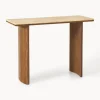 Westwing Collection Consola de madera de roble con tablero de travertino Chandler