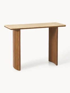 Westwing Collection Consola de madera de roble con tablero de travertino Chandler