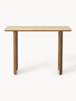 Westwing Collection Consola de madera de roble con tablero de travertino Chandler
