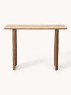 Westwing Collection Consola de madera de roble con tablero de travertino Chandler