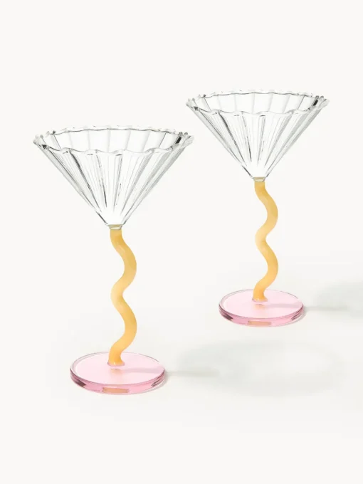 &k Amsterdam Copas de cóctel de vidrio de borosilicato Curve, 2 uds.