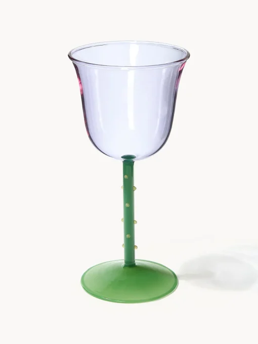 &k Amsterdam Copas de vino artesanales de vidrio borosilicato Dot, 2 uds.