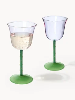 &k Amsterdam Copas de vino artesanales de vidrio borosilicato Dot, 2 uds.