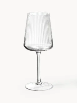 Westwing Collection Copas de vino blanco artesanales con relieves Cami, 4 uds.