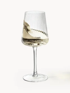 Westwing Collection Copas de vino blanco artesanales con relieves Cami, 4 uds.