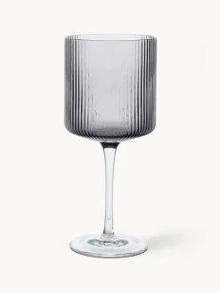 Ferm Living Copas de vino tinto sopladas con relieve Ripple, 2 uds.