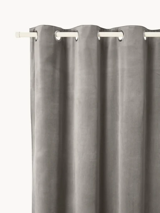Westwing Collection Cortinas de terciopelo oscuras con ojales Rush, 2 uds.^ Cortinas Y Visillos|Mantas