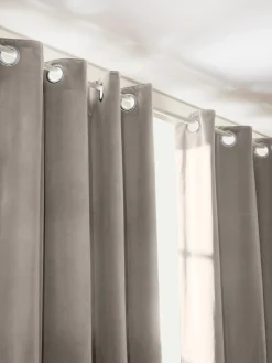 Westwing Collection Cortinas de terciopelo oscuras con ojales Rush, 2 uds.^ Cortinas Y Visillos|Mantas