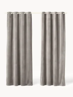 Westwing Collection Cortinas de terciopelo oscuras con ojales Rush, 2 uds.^ Cortinas Y Visillos|Mantas