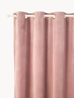 Westwing Collection Cortinas de terciopelo oscuras con ojales Rush, 2 uds.