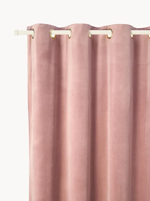 Westwing Collection Cortinas de terciopelo oscuras con ojales Rush, 2 uds.