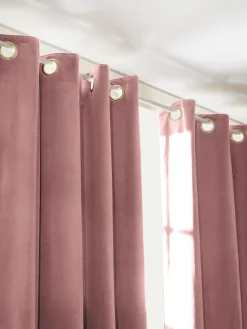 Westwing Collection Cortinas de terciopelo oscuras con ojales Rush, 2 uds.