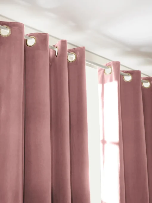 Westwing Collection Cortinas de terciopelo oscuras con ojales Rush, 2 uds.