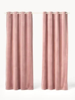 Westwing Collection Cortinas de terciopelo oscuras con ojales Rush, 2 uds.