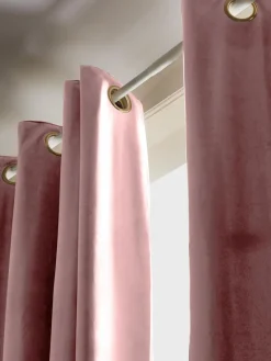 Westwing Collection Cortinas de terciopelo oscuras con ojales Rush, 2 uds.