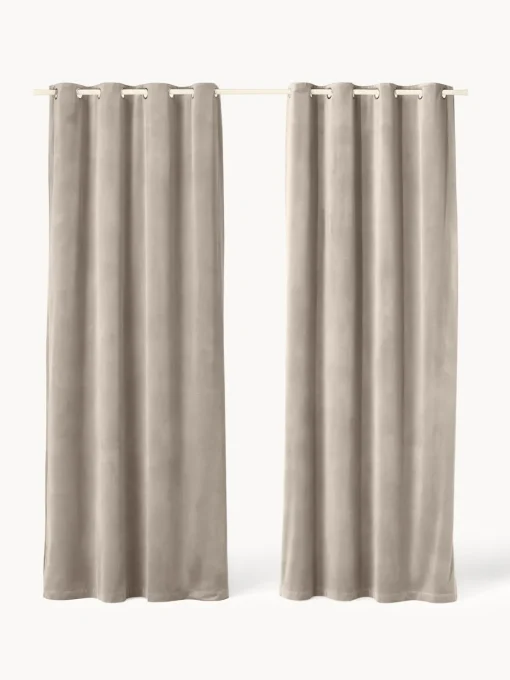 Westwing Collection Cortinas oscurecedoras de terciopelo con ojales Rush, 2 uds.