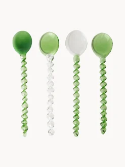 HKLIVING Cucharitas de vidrio Emeralds, 4 uds.^ Cubiertos Individuales|Juego De Cubiertos