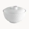 Meissen Cuenco con tapa artesanal con relieves Wellenspiel