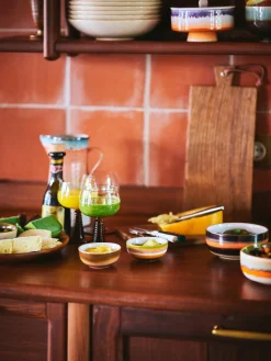 HKLIVING Cuencos artesanales de gres 70's, 4 uds.