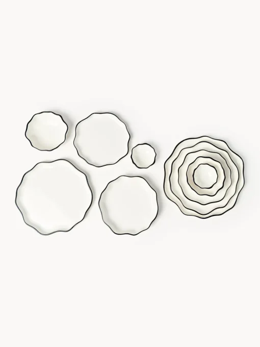 Westwing Collection Cuencos de porcelana con volantes Bia, 4 uds.^ Boles Y Tazones|Vajillas Completas