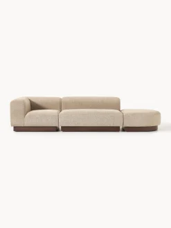 Westwing Collection Diván modular de borreguillo bouclé con reposapiés Natalie