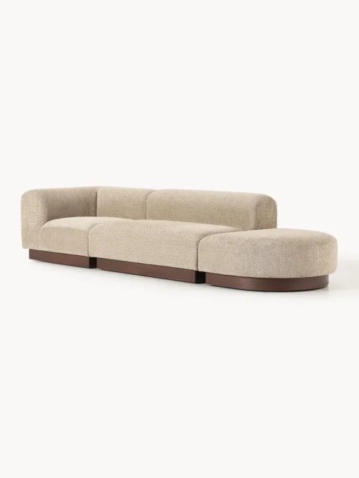 Westwing Collection Diván modular de borreguillo bouclé con reposapiés Natalie