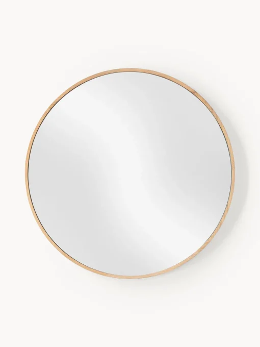 Westwing Collection Espejo de pared redondo con marco de madera de roble Avery