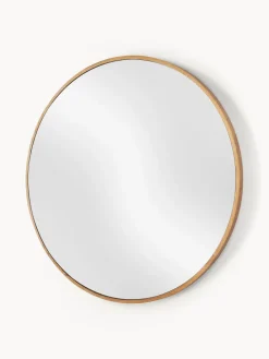 Westwing Collection Espejo de pared redondo con marco de madera de roble Avery