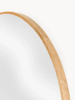 Westwing Collection Espejo de pared redondo con marco de madera de roble Avery