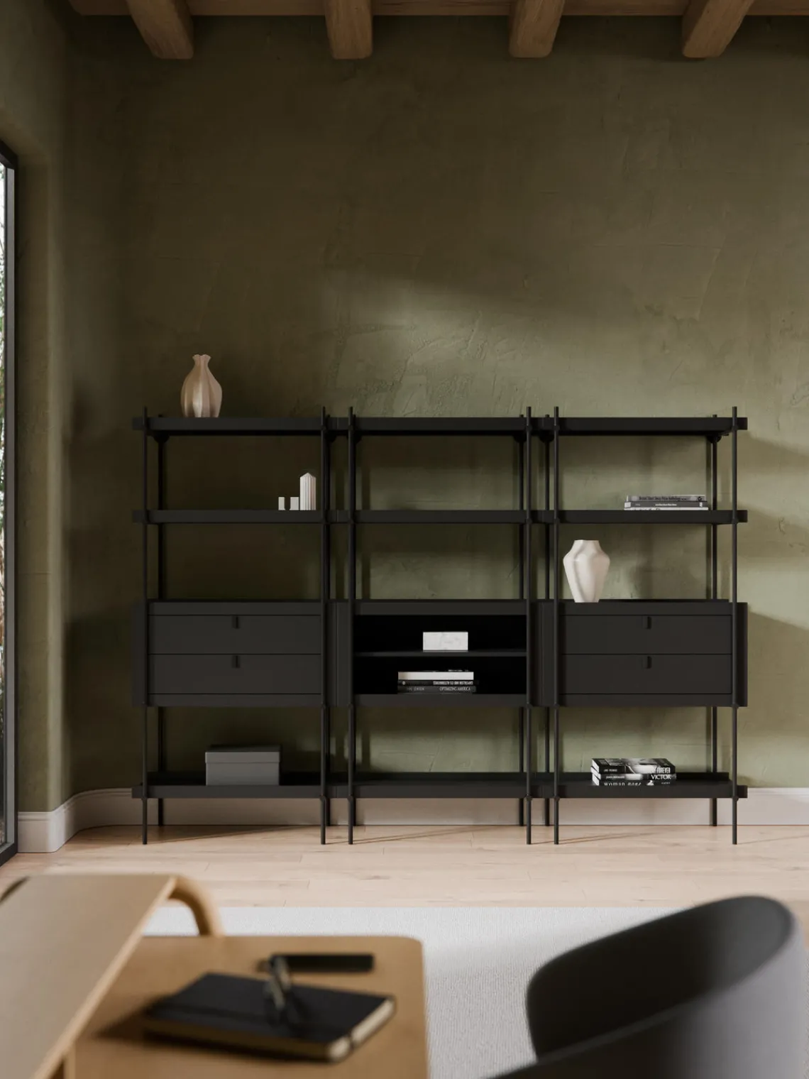 Westwing Collection Estantería alta con caja abierta Rio