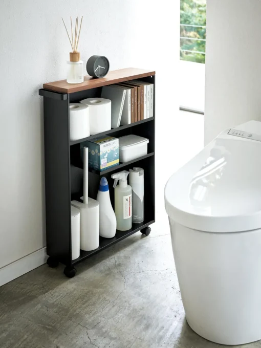 Yamazaki Estantería de baño con ruedas Tower^ Armarios De Baño|Estanterías De Baño