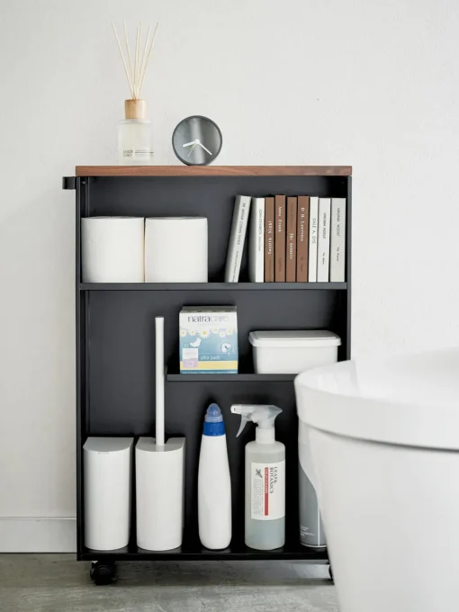 Yamazaki Estantería de baño con ruedas Tower^ Armarios De Baño|Estanterías De Baño