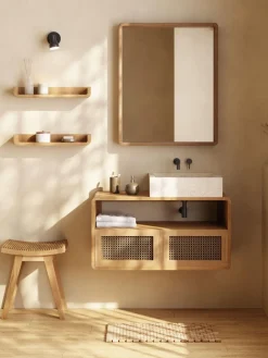 Estantes de pared de madera de teca Shamel, 2 uds.^ Estanterías De Pared