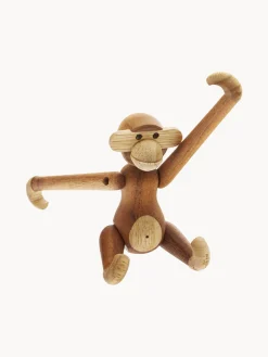 KAY BOJESEN Figura decorativa de madera de teca artesanal Monkey, 10 cm^ Jarrones|Figuras Decorativas