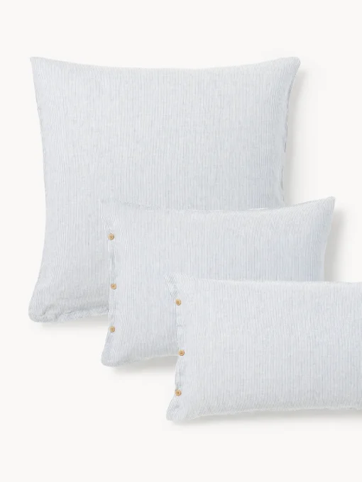 Westwing Collection Funda de almohada de lino lavado con rayas finas Rinna^ Mantas|Fundas De Almohadas