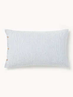 Westwing Collection Funda de almohada de lino lavado con rayas finas Rinna^ Mantas|Fundas De Almohadas