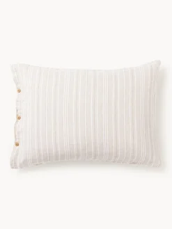 Westwing Collection Funda de almohada de lino lavado con rayas Telma^ Mantas|Fundas De Almohadas