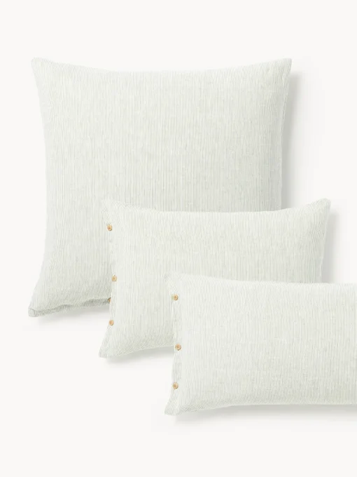 Westwing Collection Funda de almohada de lino lavado con rayas finas Rinna
