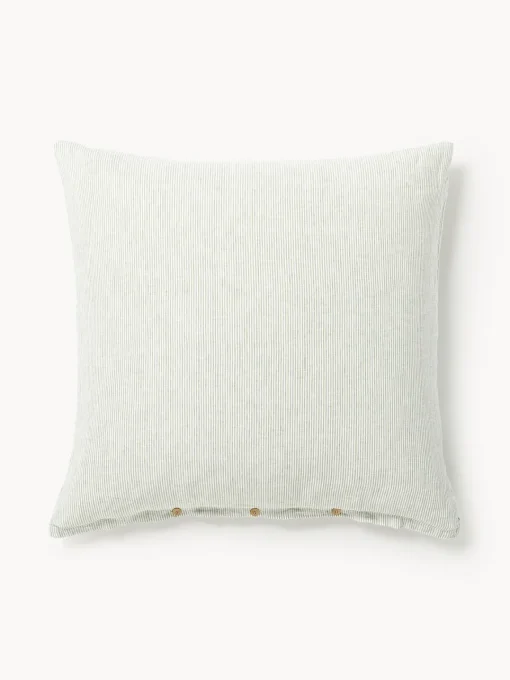 Westwing Collection Funda de almohada de lino lavado con rayas finas Rinna