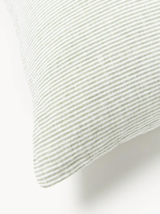 Westwing Collection Funda de almohada de lino lavado con rayas finas Rinna